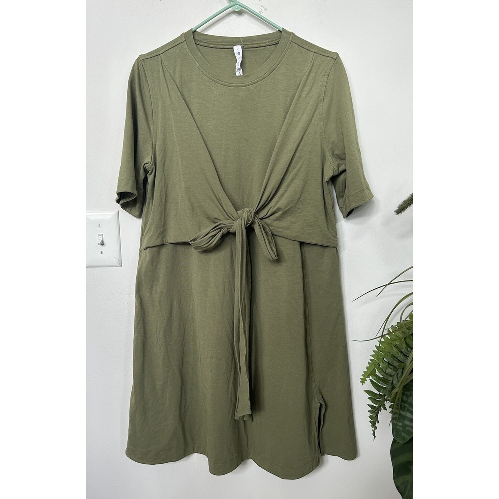 Lululemon Women's Green Pima Cotton Wrap-Front‎ T-Shirt Dress Sz 10